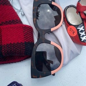 Brown and peach toms sunglasses with a case but not original